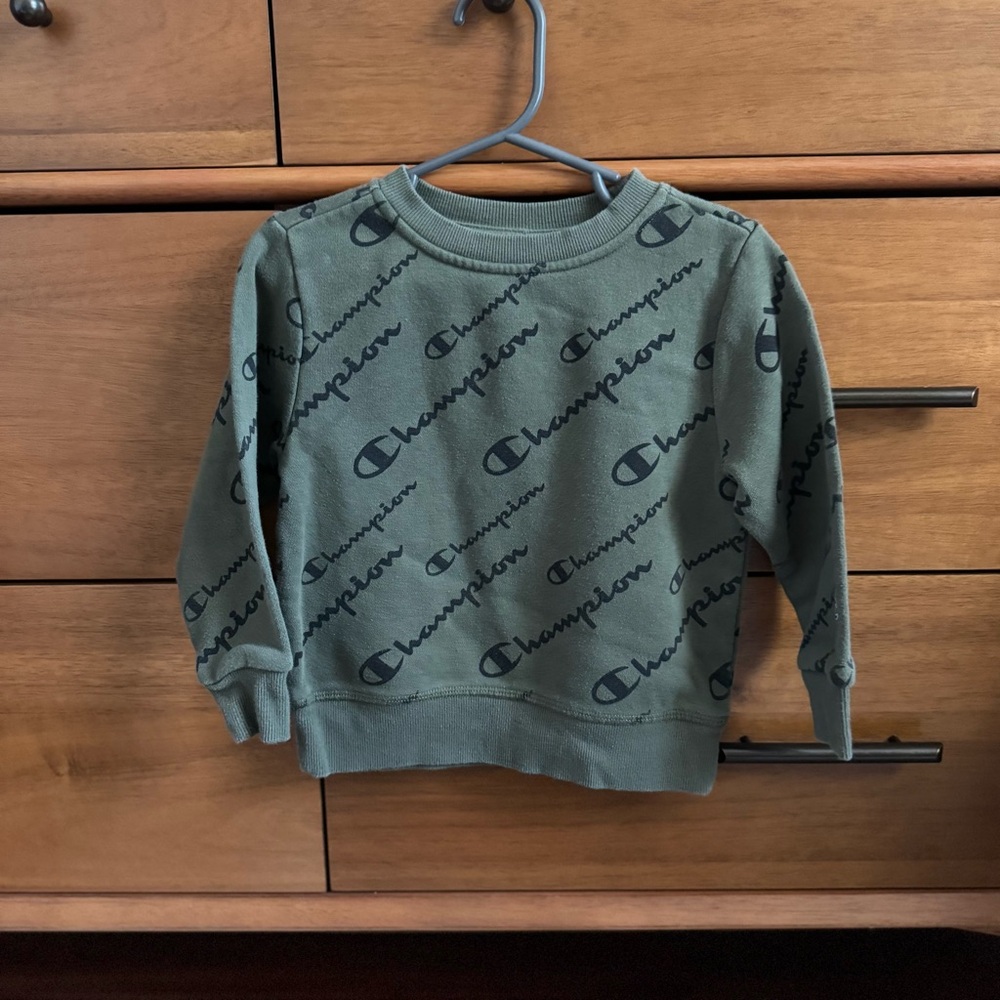 Champion Toddler Olive Green Logo Crewneck Sweatshirt Size 3t